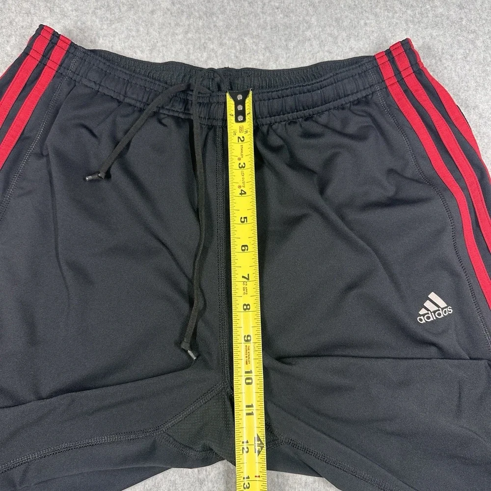 Vintage Y2K Adidas Track Pants Black Red 3 Stripe Drawstring Size XL Zip Cuff